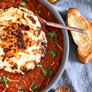 Baked Goat Cheese in Tomato Sauce