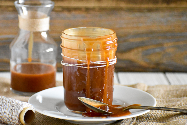 salted caramel sauce close up